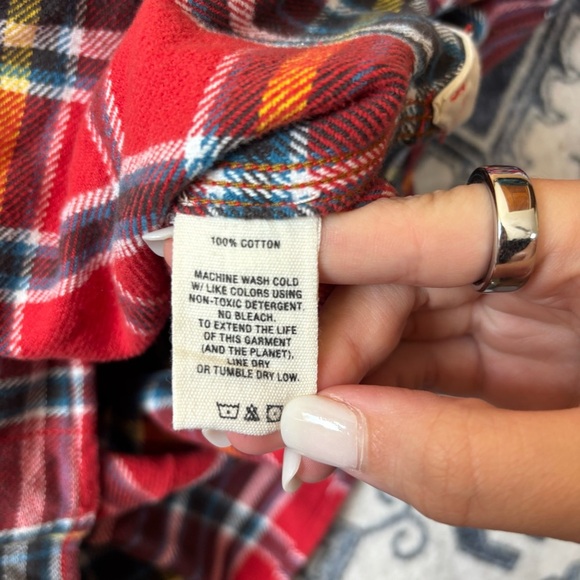Alex Mill Chore Shirt Men’s Large Red Plaid Flannel Button Up Double Pocket - Picture 6 of 6